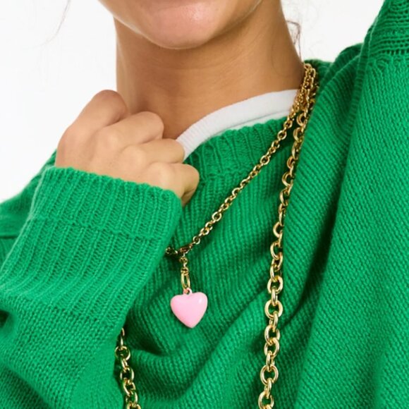 BEST Roxanne Assoulin The Mini Puffy Heart Necklace Pink - Picture 1 of 4